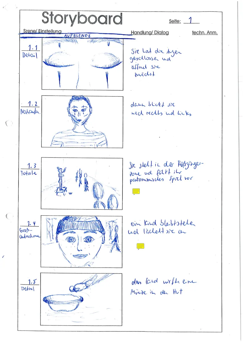 Storyboard Stummfilm